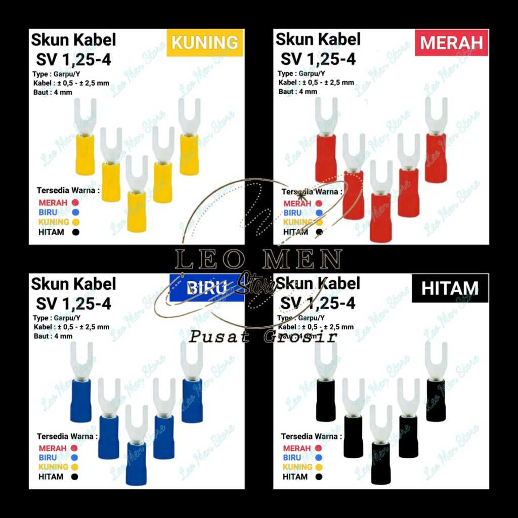 Skun Y~Skun Garpu~Skun Kabel Y~SV 1,25-4~Baut 4mm~WARNA