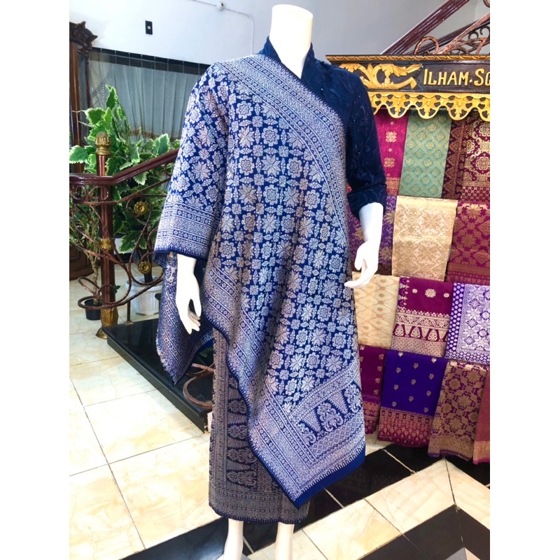 TERLARIS Songket Lepus Halus Warna Best Seller Biru Silver / Songket Tenun Palembang asli Tenun Tang