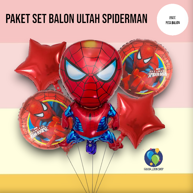 Paket Balon Spiderman Ulang Tahun / Set Dekorasi Ulang Tahun Anak Laki laki