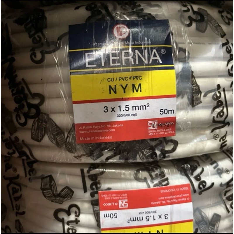 Kabel Eterna 3x1.5 NYM / Kabel Listrik Eterna 3x1,5 Meteran