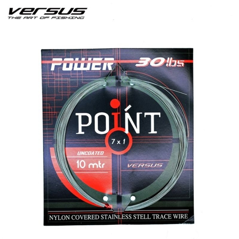 WIRE NEKLIN PANCING VERSUS POWER POINT 7x1 UNCOATED 10 METER NYLON COVERED STAINLESS STEEL TRACE WIR