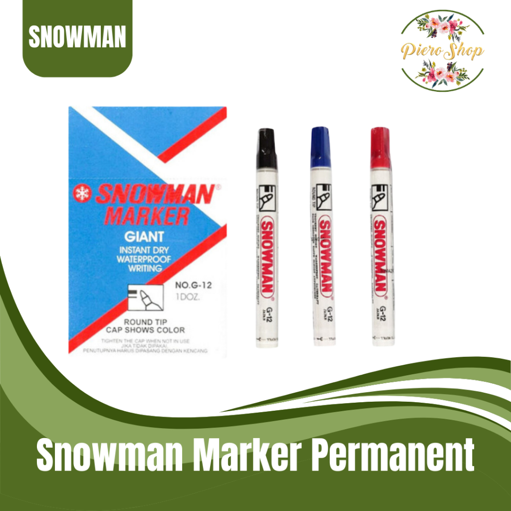 

Spidol Permanent Marker Snowman Hitam/Merah/Biru Besar