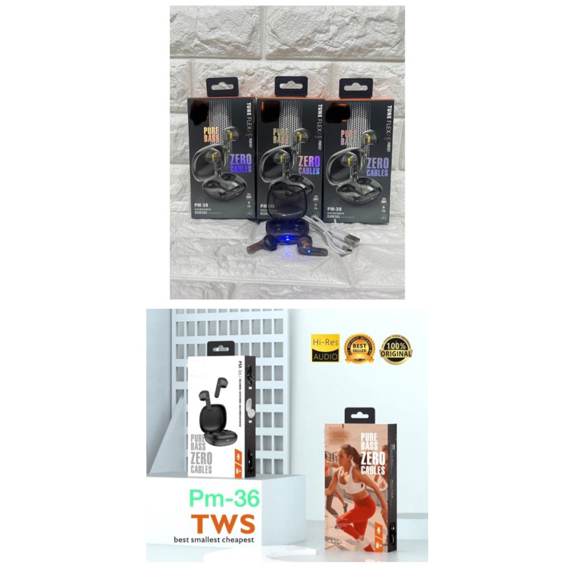 Handsfree / Headseat / Earphone Bluetooth TWS J Transparan PM-38 & PM-36