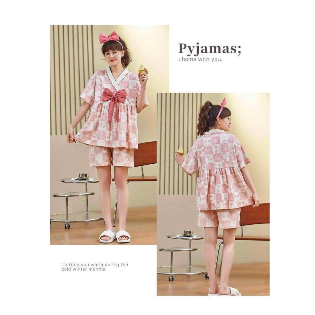 PAKET BAJU IMPORT GROSIR / PIYAMA WANITA NEW IMPORT MURAH GROSIR DUSTY PINK KIMONO RIBBON / BAJU MUR