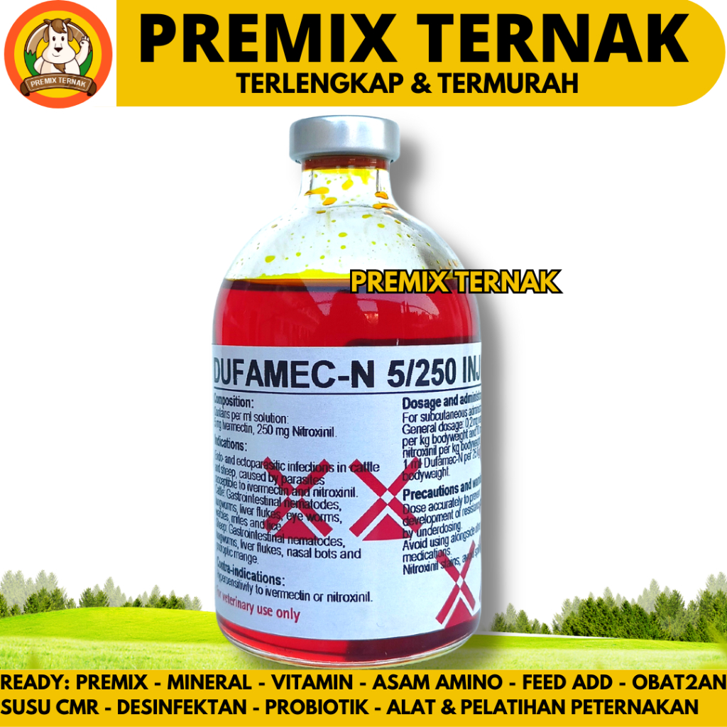 DUFAMEC N 100ML DUTCHFARM - Obat Cacing Hati Ampuh Super untuk Ternak Sapi Kambing Domba