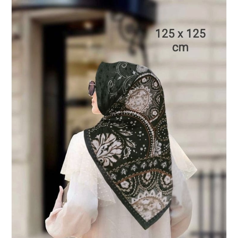 SALE HIJAB / SYARI RUSMANAA ABU HITAM / COD / KERUDUNG VOAL MOTIF / SEGI EMPAT VOAL / JILBAB TERBARU