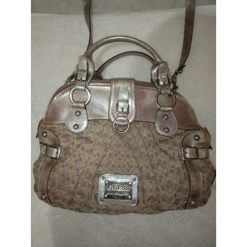 Tas Guess cross body bag selempang beige purple preloved PL