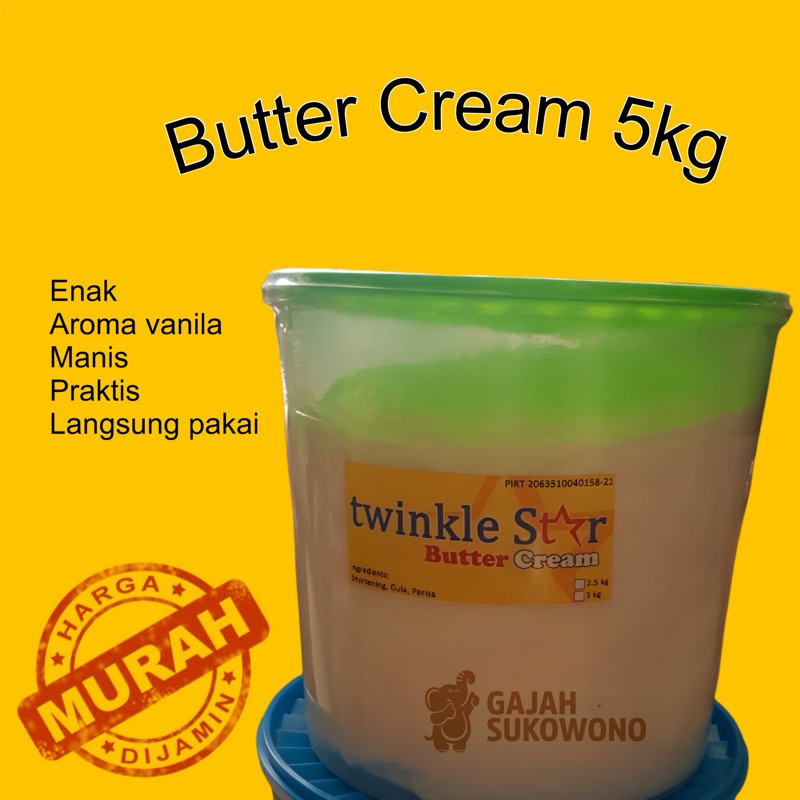 

Butter cream merk twinkle star toplesan 5kilo dijual 1 toples 5kg buttercream