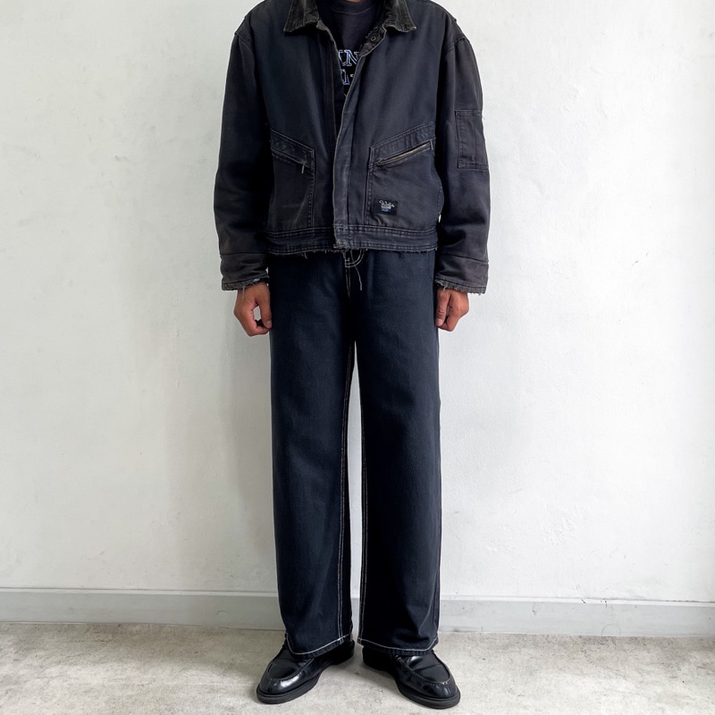 Black One Day longpants contrast stitching black jeans, Loose Fit