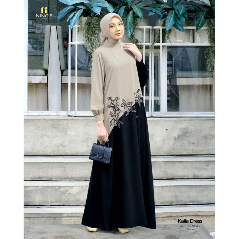 KAILA DRESS BY NINOS GAMIS MUSLIMAH POLOS SIMPLE BASIC TERBARU
