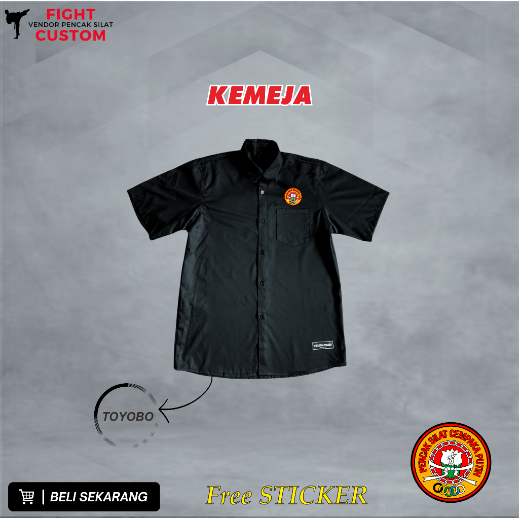 Kemeja Hitam Pendek Pscp Bahan Toyobo Premium