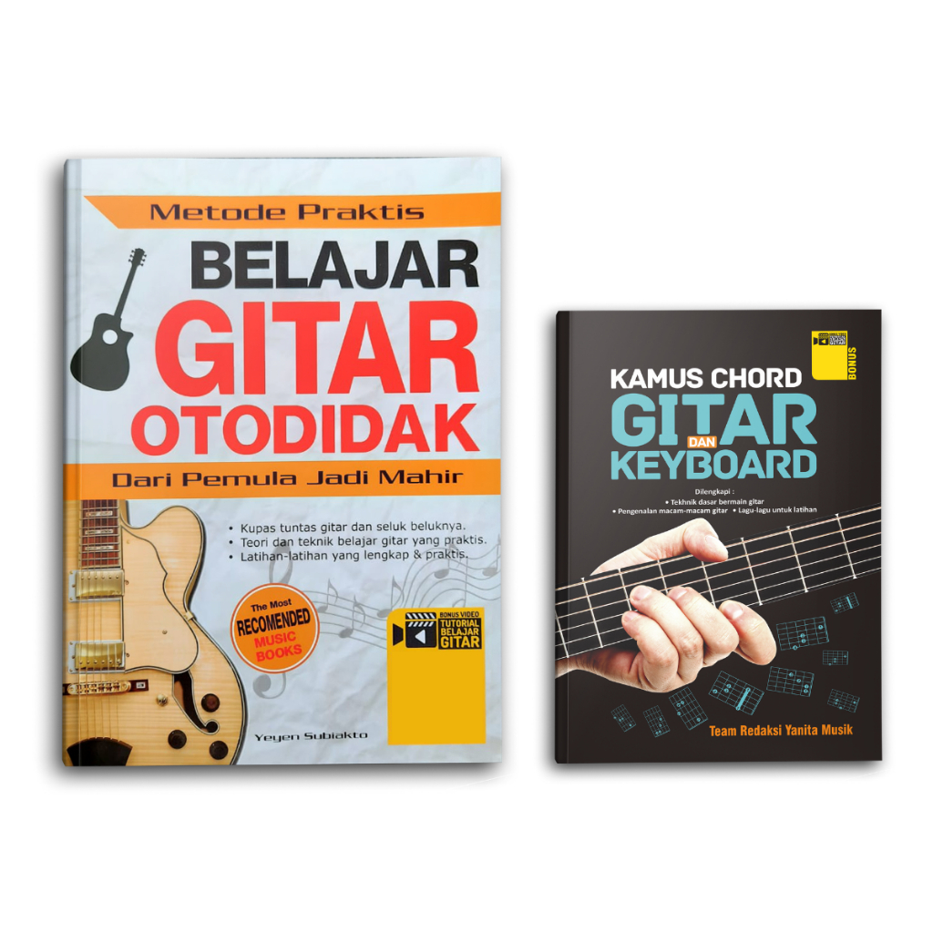 Yanita Paket Buku Gitar Metode Praktis Belajar Gitar otodidak, Kamus Chord Kunci Gitar Dan Keyboard