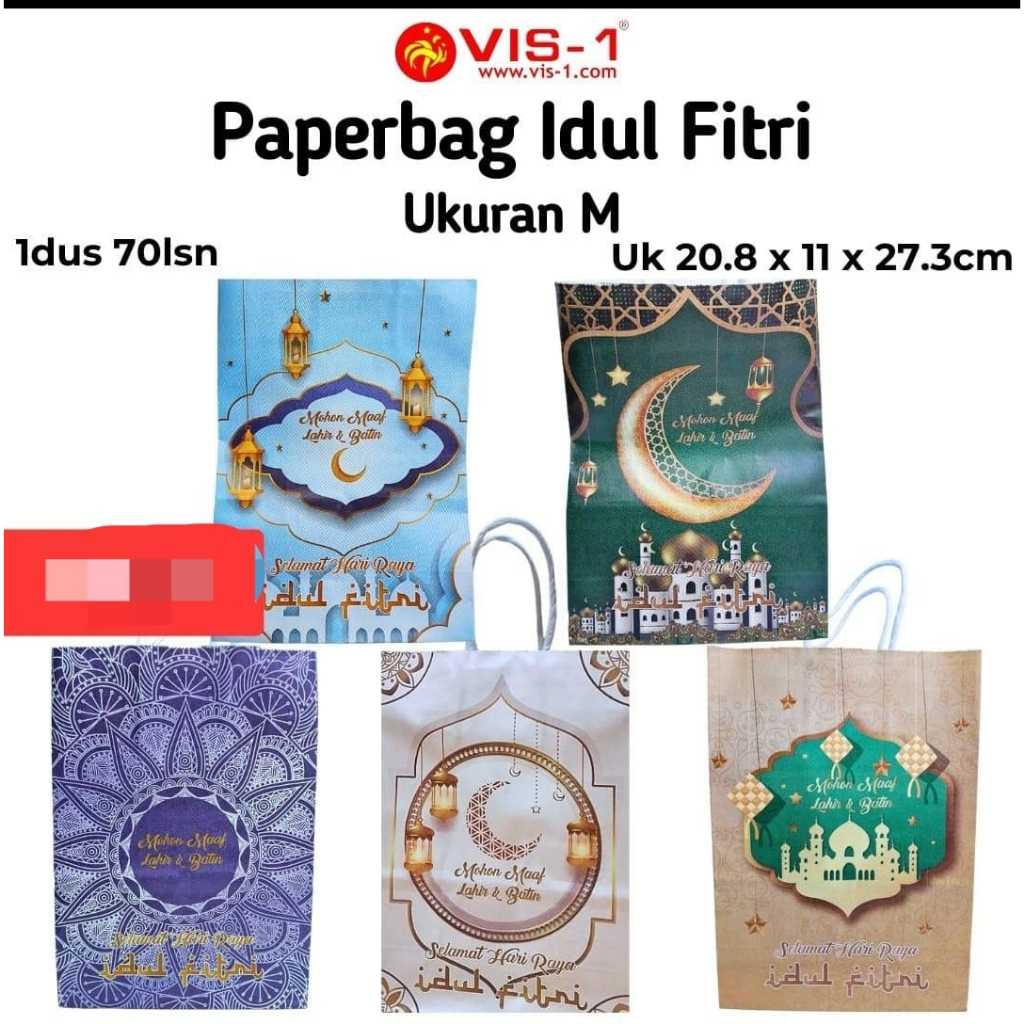 

shopping bag idul fitri lebaran bahan kertas ukuran 20.8 x 11 x 27.3 cm satuan bahan kertas import