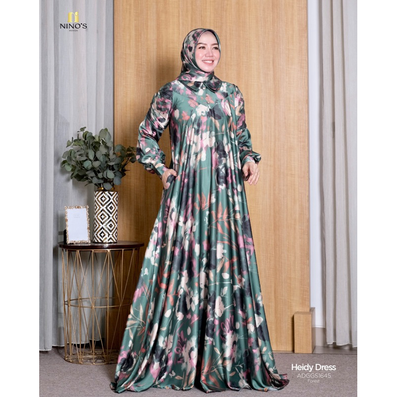 Heidy dress 1645 gamis pesta terbaru dari ninos design plus hijab