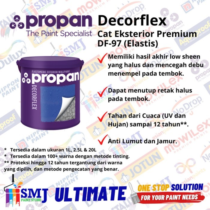 CAT TEMBOK EXTERIOR PROPAN DECORFLEX WARNA TINTING KEMASAN 20 LITER