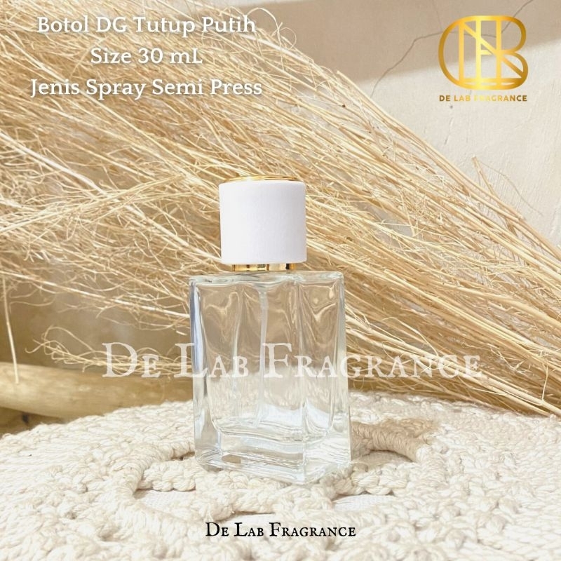 botol parfum DG 30 ml semi press tutup putih/botol parfum kotak 30 ml/botol parfum elegant