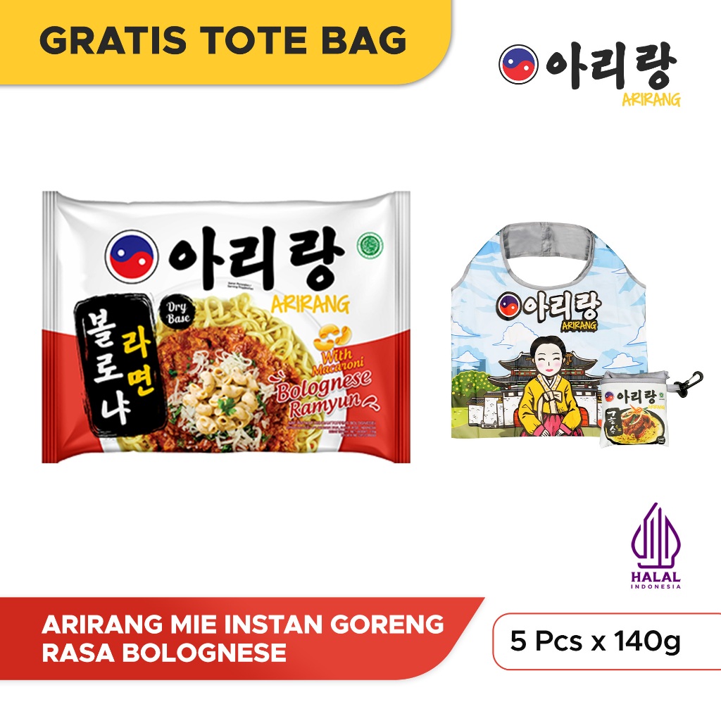 

5 Pcs Arirang Mie Instan Goreng Rasa Bolognese 140g FREE Tote Bag (FTBAR98)