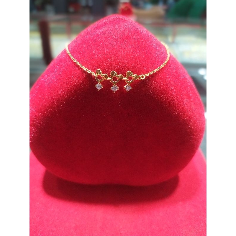 gelang serut rantai mata kadar emas 750%