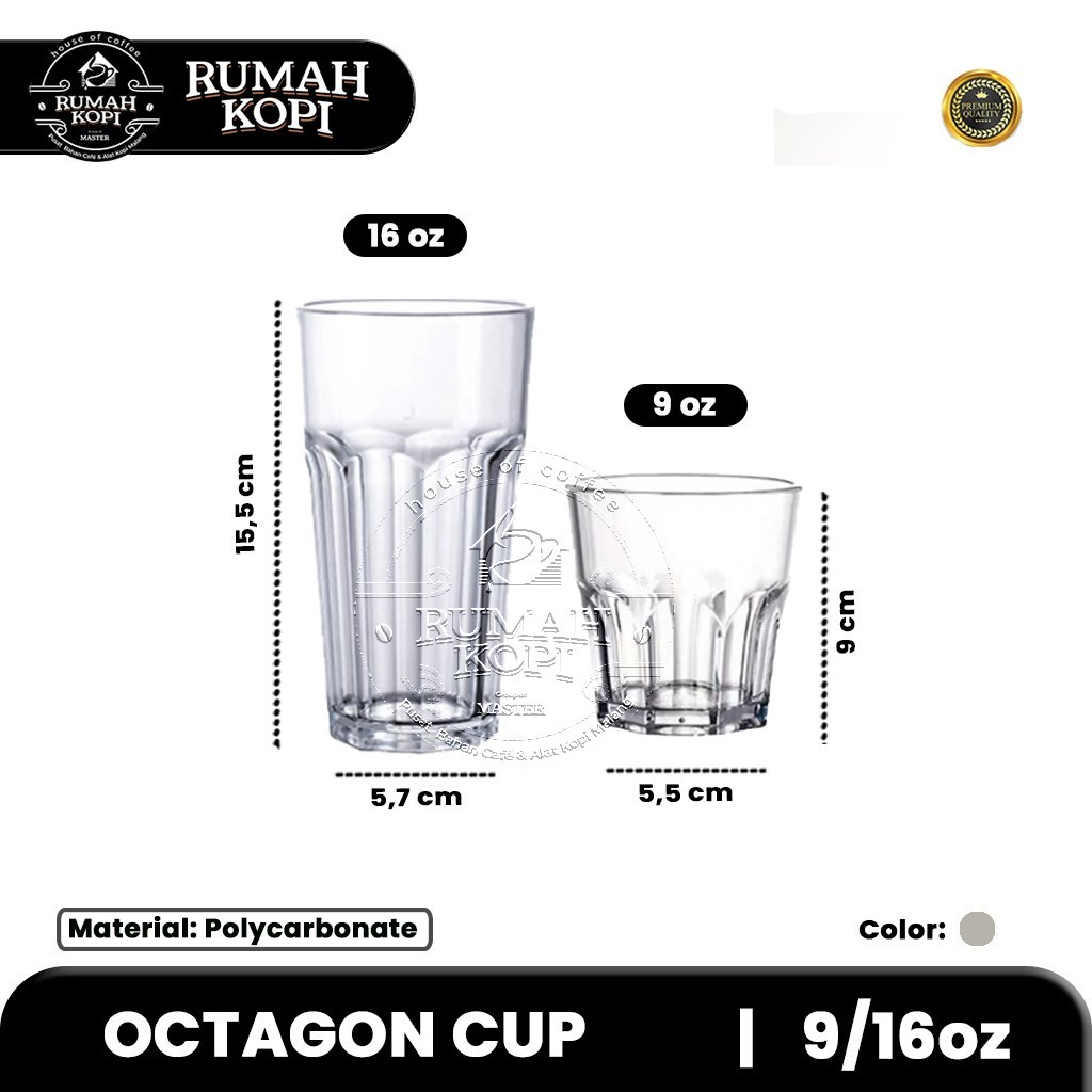 Gelas Minuman Plastik Octagon Cup Gelas Cafe Plastik 1 Pcs