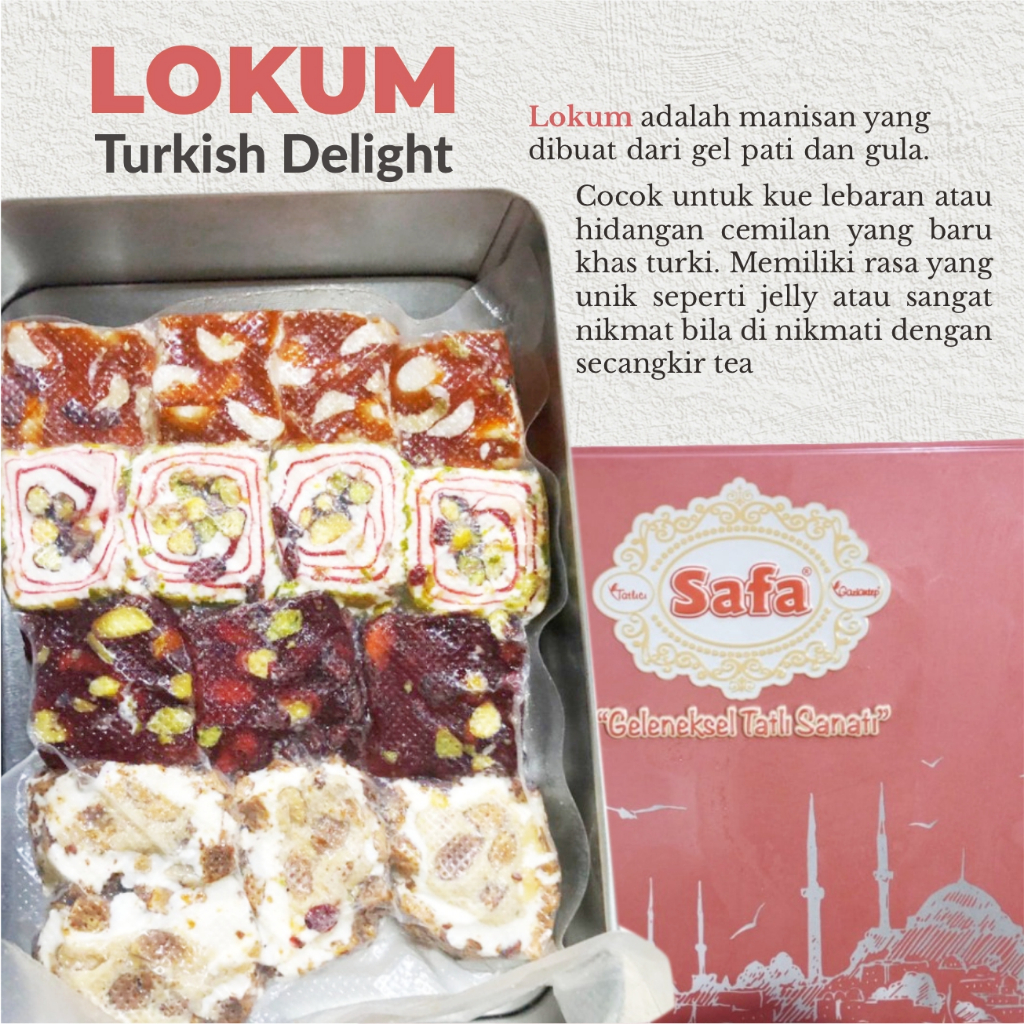 

Lokum Safa Turkish delight Original Premium 100% - Oleh oleh Asli Turki