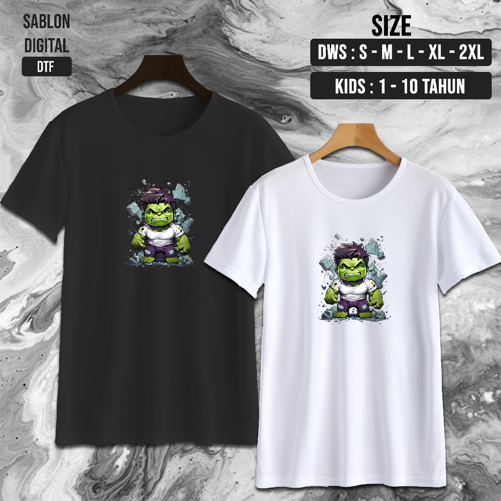 NW0251 Kaos HULK / KARTUN HULK / kaos HULK COUPLE FAMILY / Baju Kaos Oblong / Baju Anak / Kaos Dewas