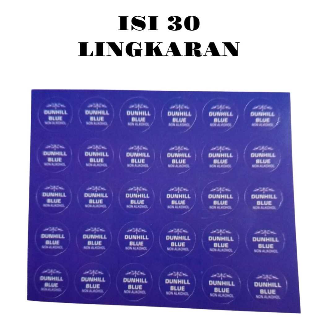 Stiker DUNL BLUE lembaran - stiker botol- isi 30 lingkaran - stiker label - stiker label custom - st