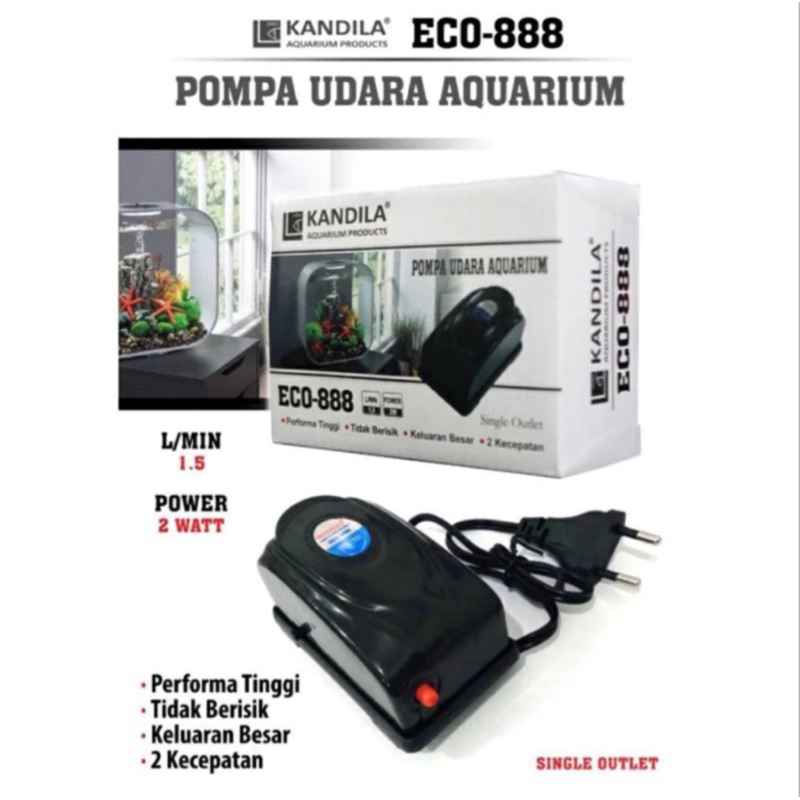 PAKET LENGKAP AERATOR 1 LUBANG KANDILA ECO 888dan sakai pro POMPA UDARA AQUARIUM KOLAM
