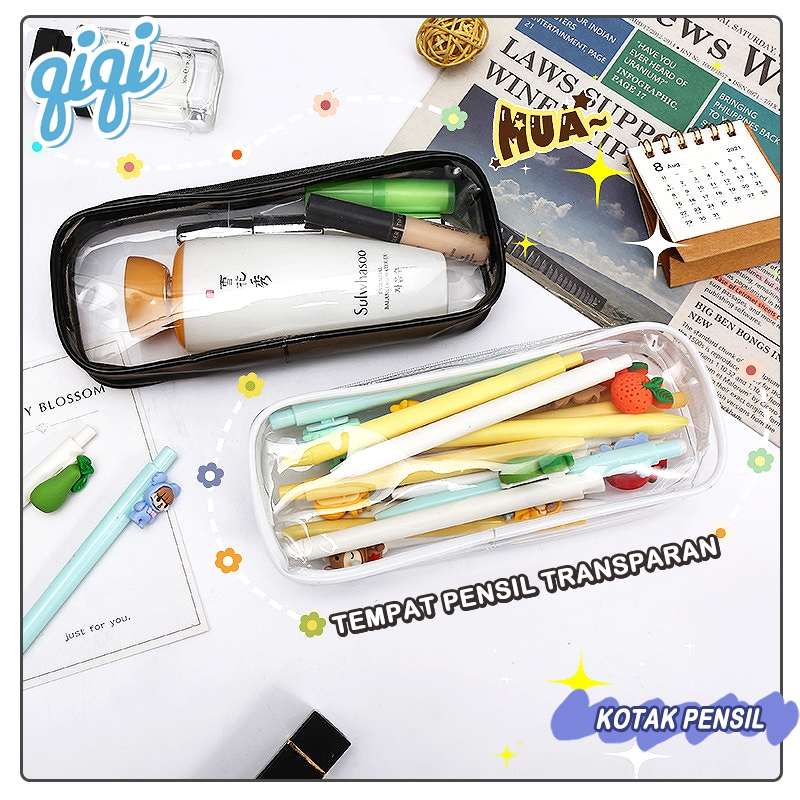 

Kotak Pensil Korea / Tempat Pensil Transparan Transparent PVC case plastik Transparan pencil case simple - Qiqi Treasure