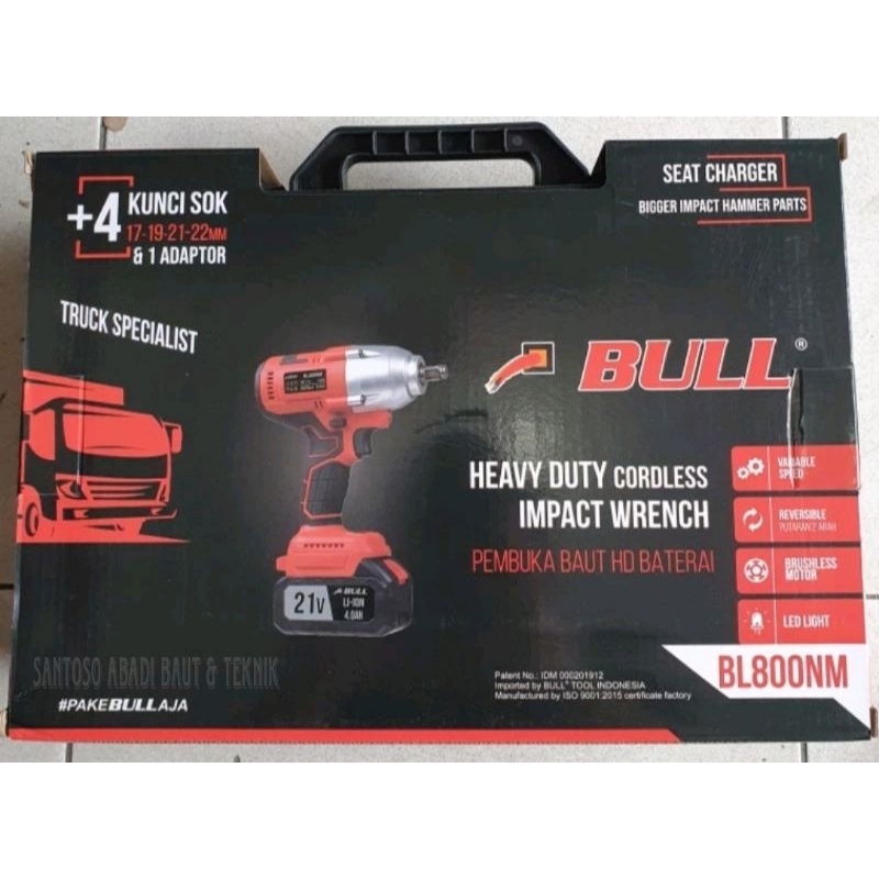 CORDLESS IMPACT WRENCH  HD BL800NM BULL