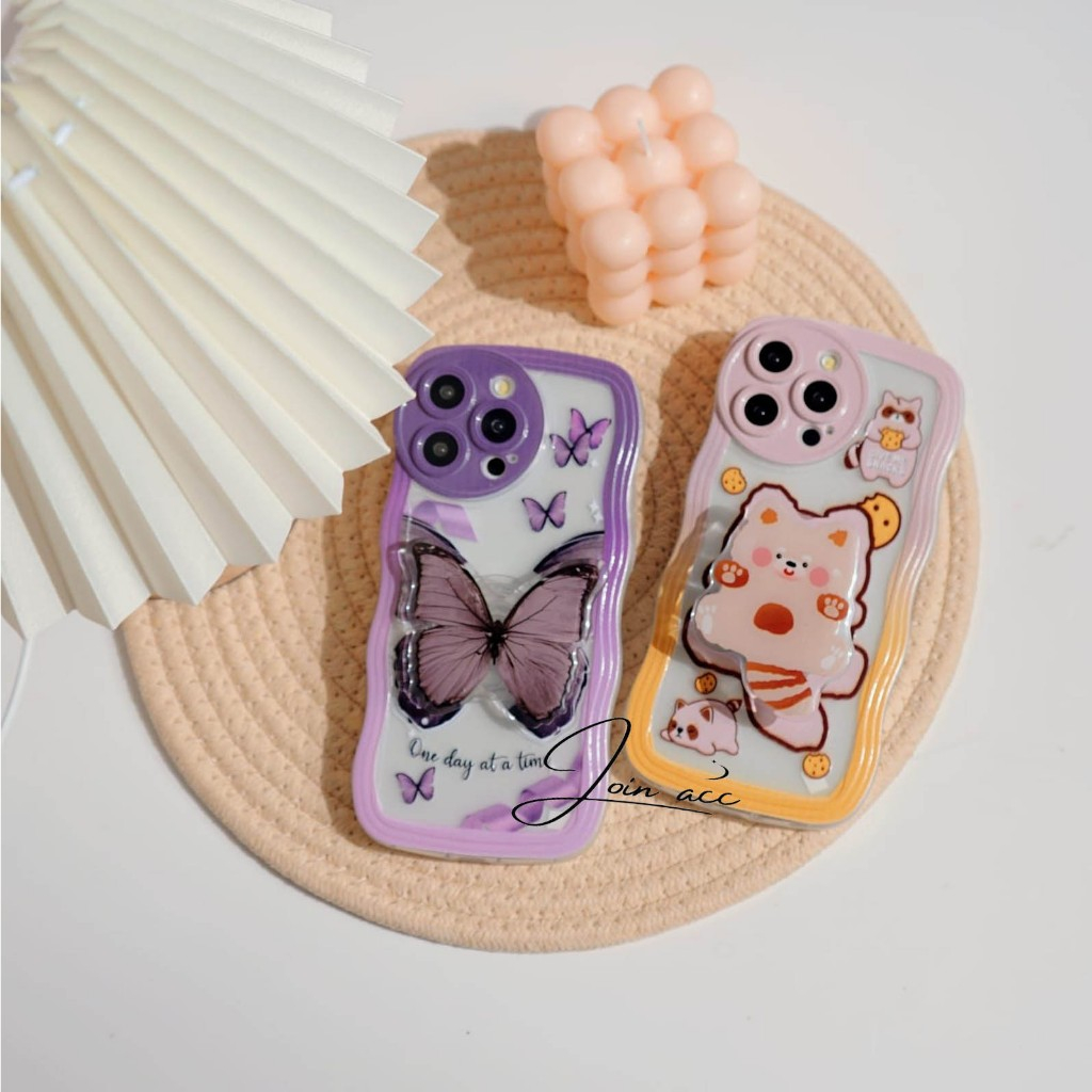 Case Butterfly Popsocket Oppo A58 5G A18 RENO 8T 4G RENO 8 7 RENO 10 5G Oppo A17 A15 A16 A54 A53 A57
