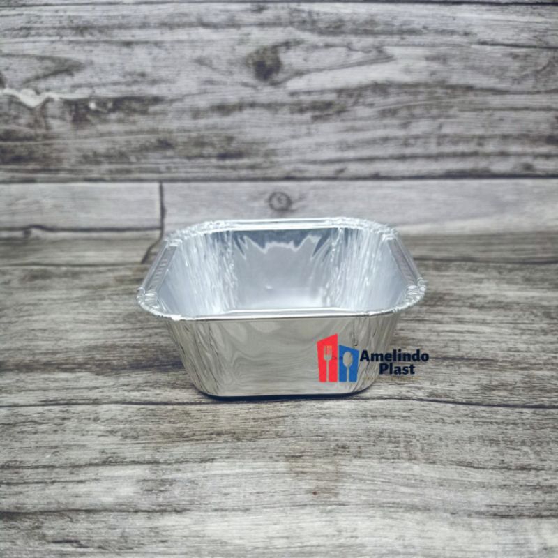 (AP - OX100 ALAS SAJA) Tray aluminium kotak 100ml - Tray Cup Aluminium - Baking tray mini - Cup Pudi