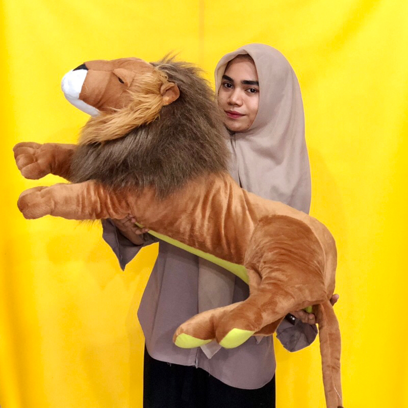 Boneka Singa harimau macam tutul lucu Besar Jumbo Boneka Lion King SNI boneka kucing terduduk ecobon