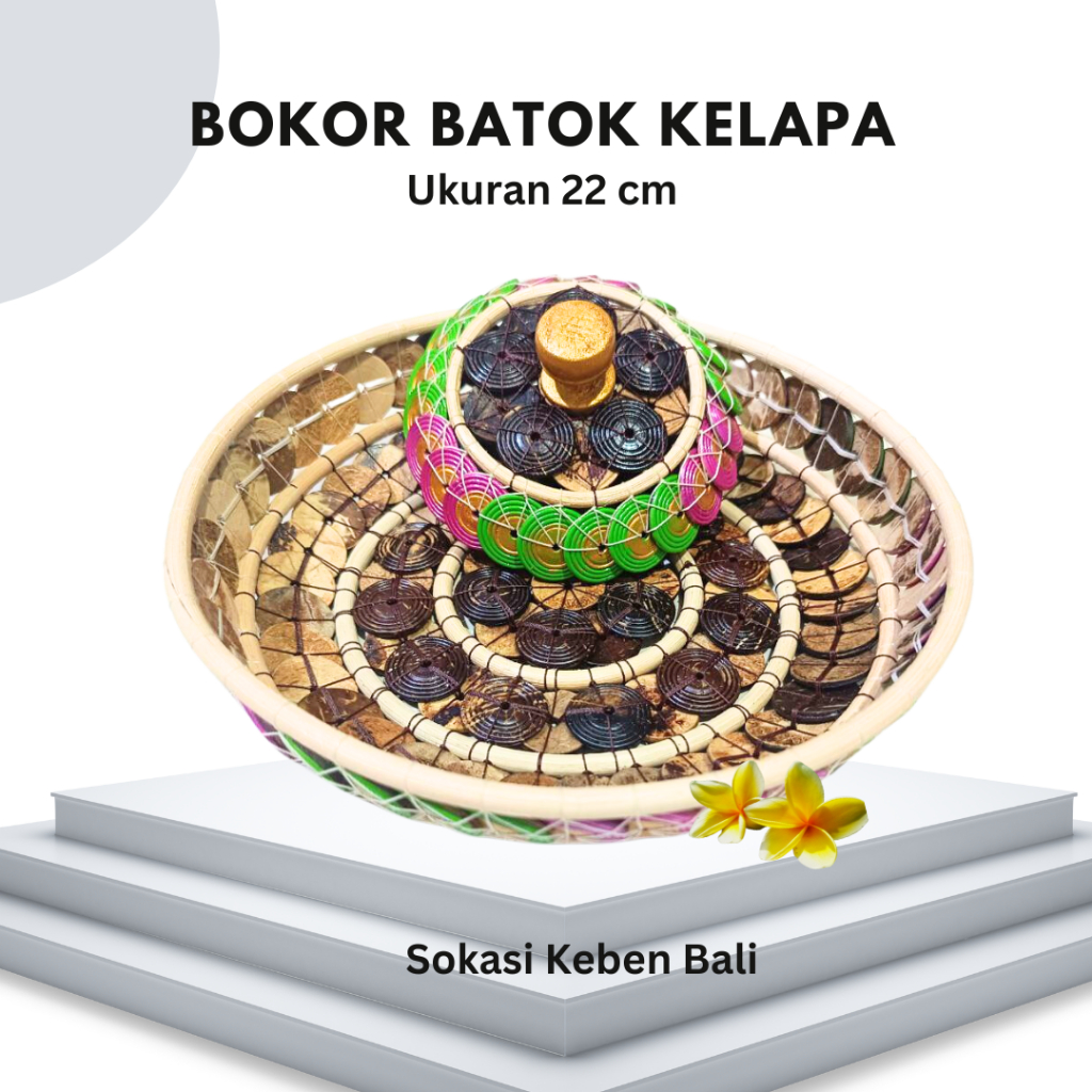 Bokor Bali Batok Kelapa Tempat Bunga Cantik + Tutup/ BOKOR & SAAB BATOK KELAPA BALI