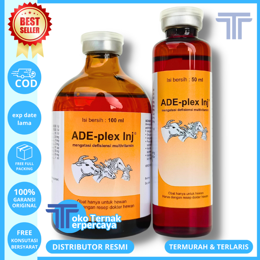 ADE PLEX INJEKSI 100 ML ADE PLEX INJ 50 ML - Multivitamin Hewan Vitamin ADE dan B Complex Lengkap Sa