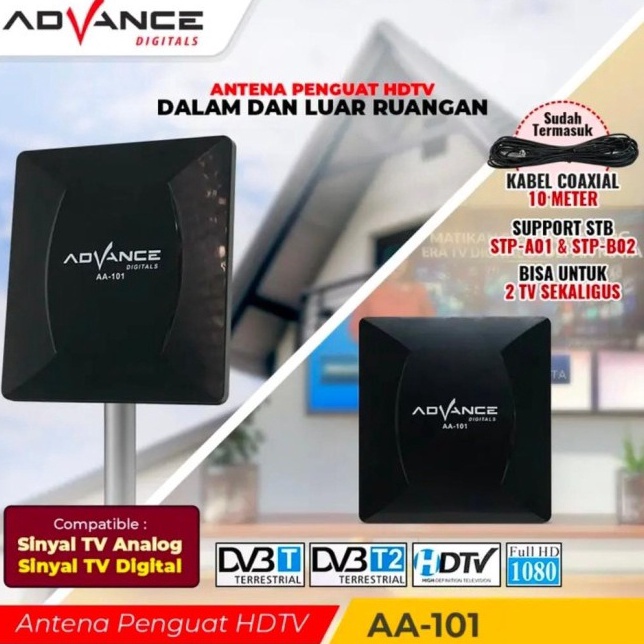 vv ADVANCE  Antena TV Indoor Outdoor TV Digital Analog Tabung dan LED AA11
