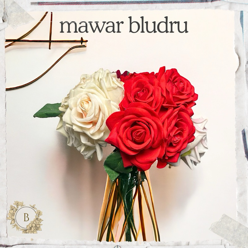 Bunga Mawar Blidru Jumbo Diameter 10cm Tinggi 30cm Isi 6 Tangkai Dekorasi Hias Vas Ruang Tamu Buket 