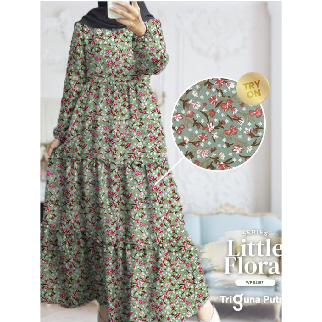 Dress Susun Motif Bunga  Basicc Susun Rempel - stylish -Termurah