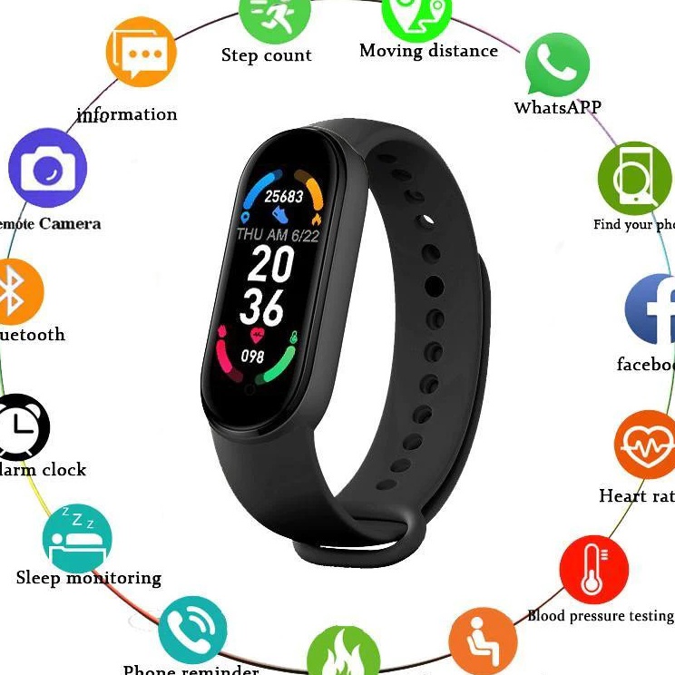 Pqn Smartband M5 M6 M7 Jam Tangan Smartwatch Bluetooth Smartband Waterproof Smart Watch Smartband Br