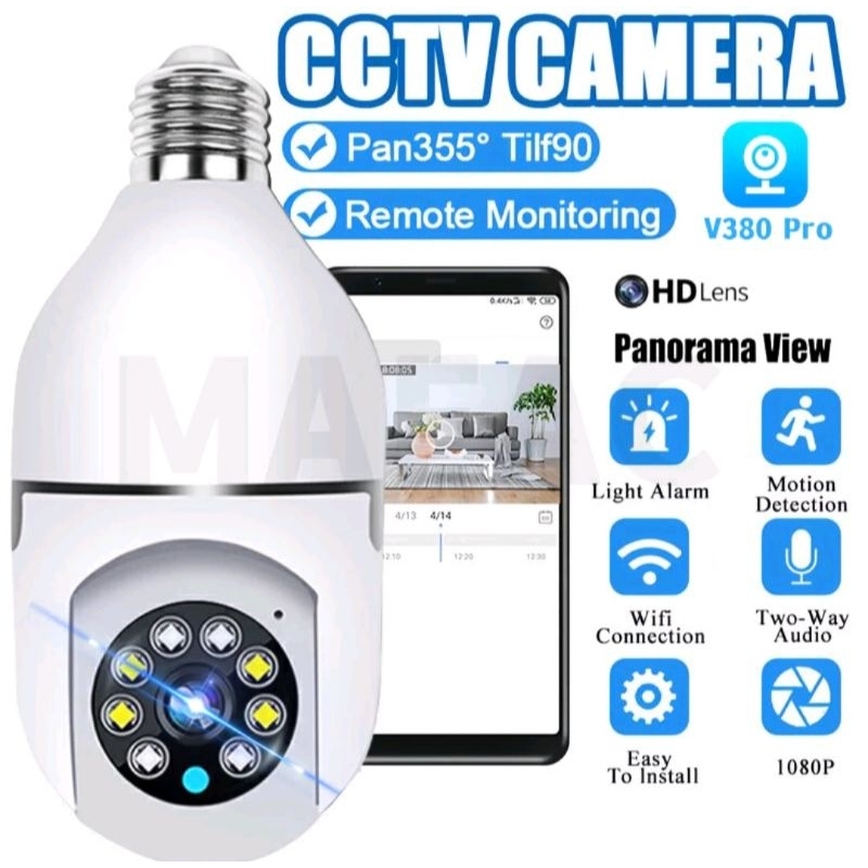 cctv lampu kamera V380 pro vision wifi wireless audio