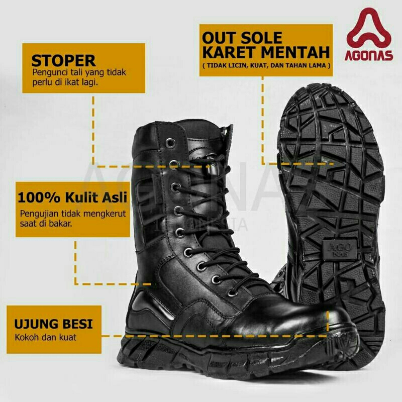 Sepatu PDL Kulit Sapi Asli Original Agonas Blackhawk