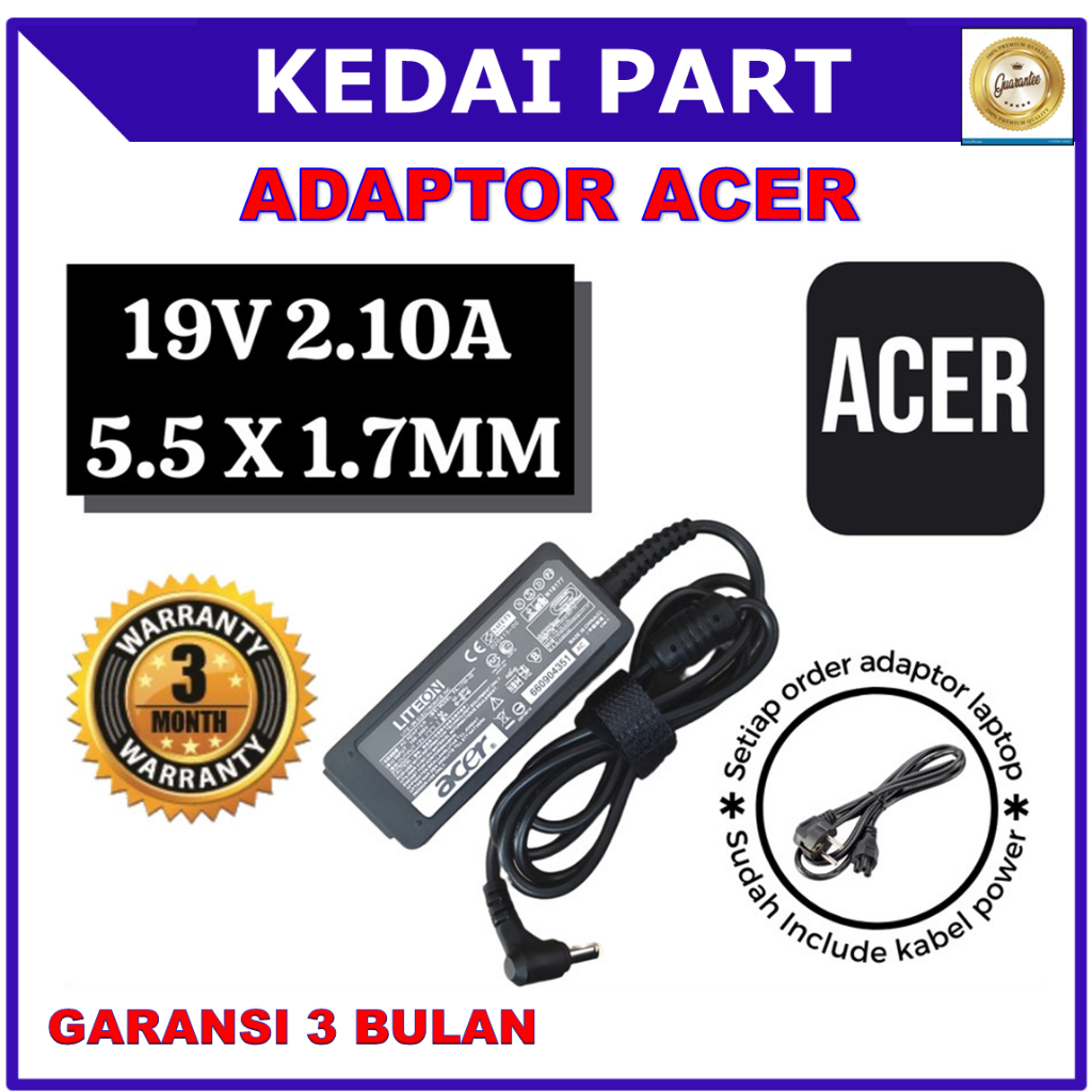 ADAPTOR CHARGER ACER 19V 2.10A 5.5 x 1.7 MM
