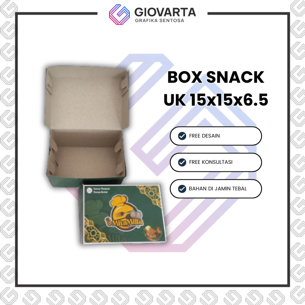 BOX SNACK 15x15x6.5cm /BOX KUE/DUS SNACK TEBAL
