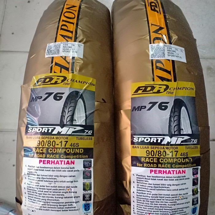 Ban luar Motor FDR Sport MP76 RING 17 90/80-17  TUBELEES Race Compound Soft Balap motor ring 17 Supr