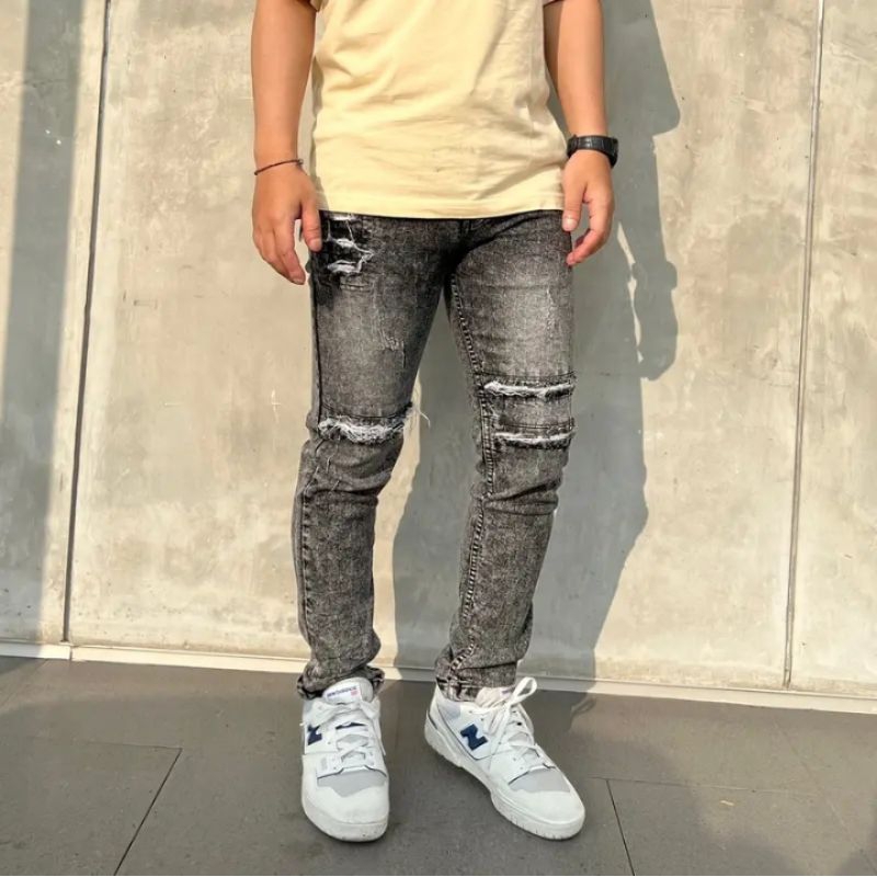 Celana Pria Celana Denim Jeans Slimfit Celana Slimfit Celana Sobek Pria Celana denim motif sobek