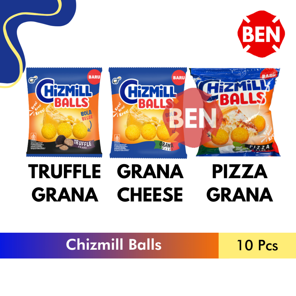 

Chizmill Balls GRANA CHEESE / TRUFFLE GRANA / PIZZA GRANA 1 Renceng 10 Pcs Keju