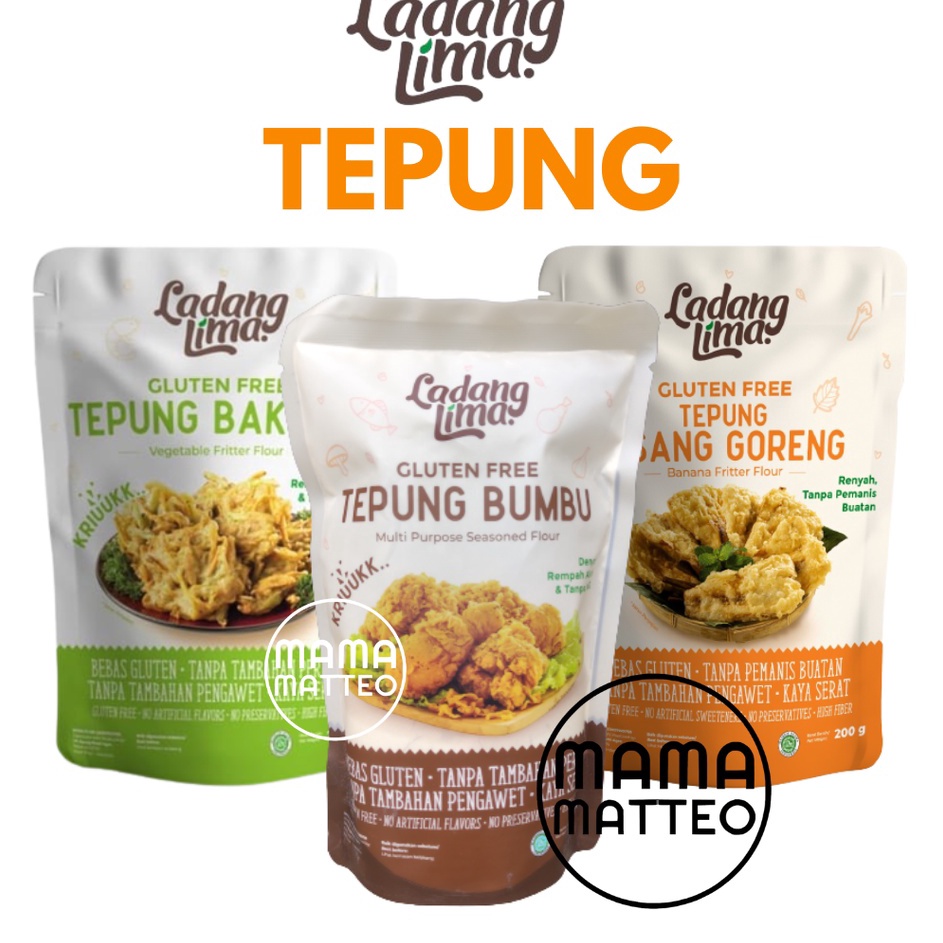 

Model Terkini Ladang Lima Tepung Bumbu Crispy 15gr Tepung Bakwan 2gr Tepung Pisang 2gr Gluten Free BANDUNG F48