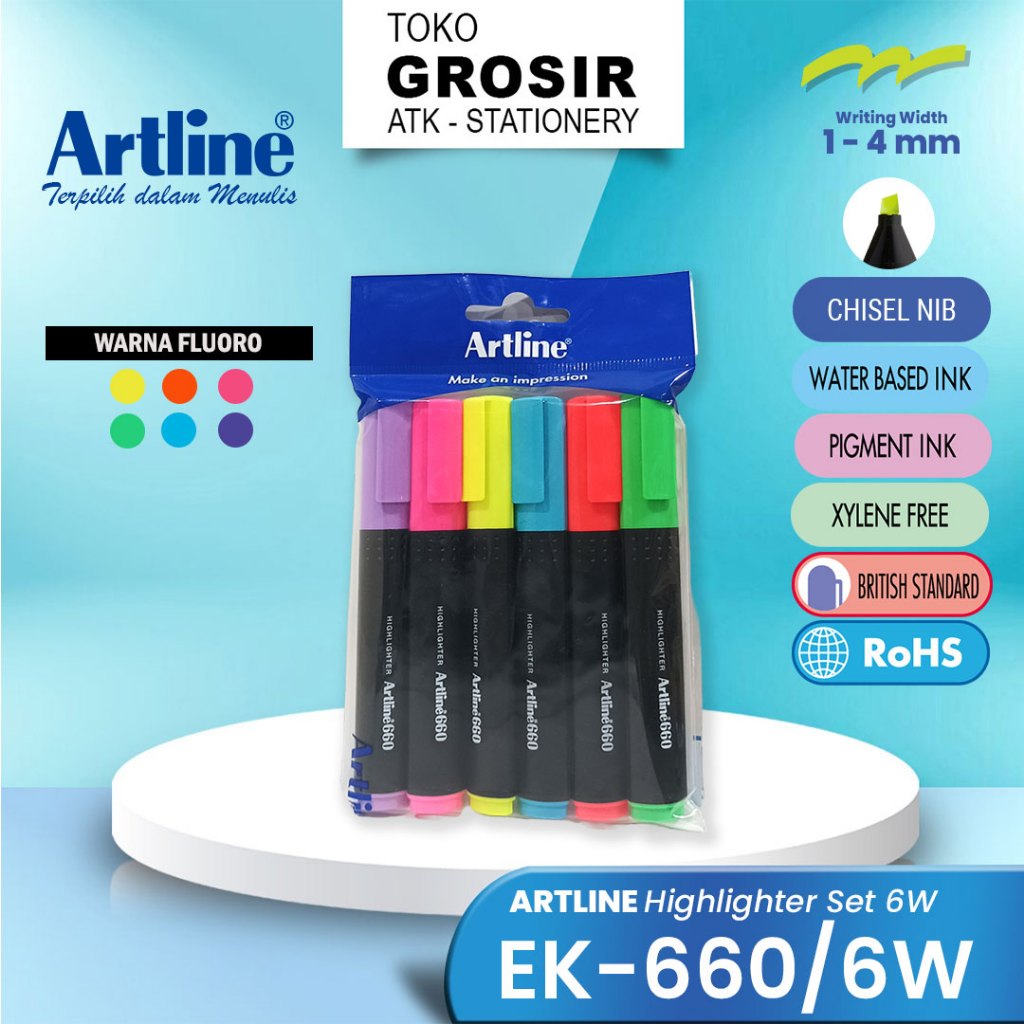 

Highlighter Artline EK-660 Set 6 Colours/ EK-660 6W / Stabilo Artline EK-660