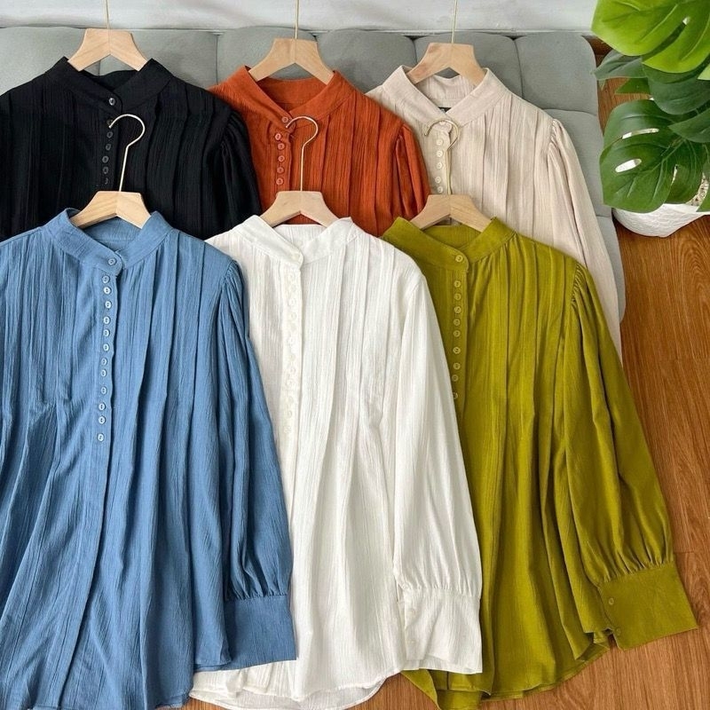 SALWA TOP BLOUSE // AYUMI KEMEJA Crinkle WANITA JUMBO