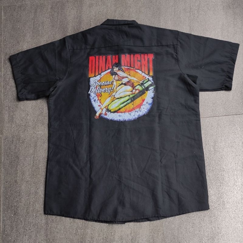 kemeja red kap dinah might pin up girl michigan tech racing workshirt like new