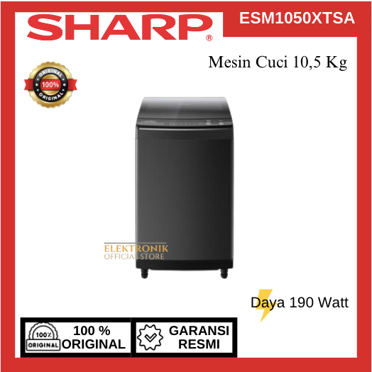 SHARP MESIN CUCI 1 TABUNG ESM1050XTSA 10.5KG/ESM-1050XTSA/ESM 1050XTSA/SHARP MESIN CUCI/MESIN CUCI S